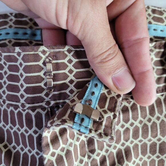 Tommy Bahama Capri Pants 12 Brown Mod Geometric Print Stretch Cotton Resort - Picture 9 of 13